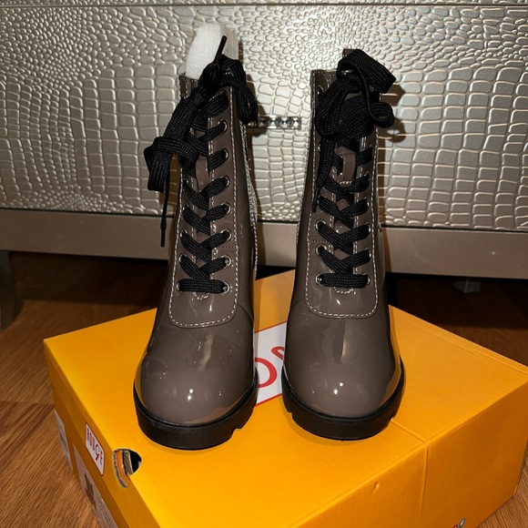 Taupe Tie Booties - Picture 3 of 7